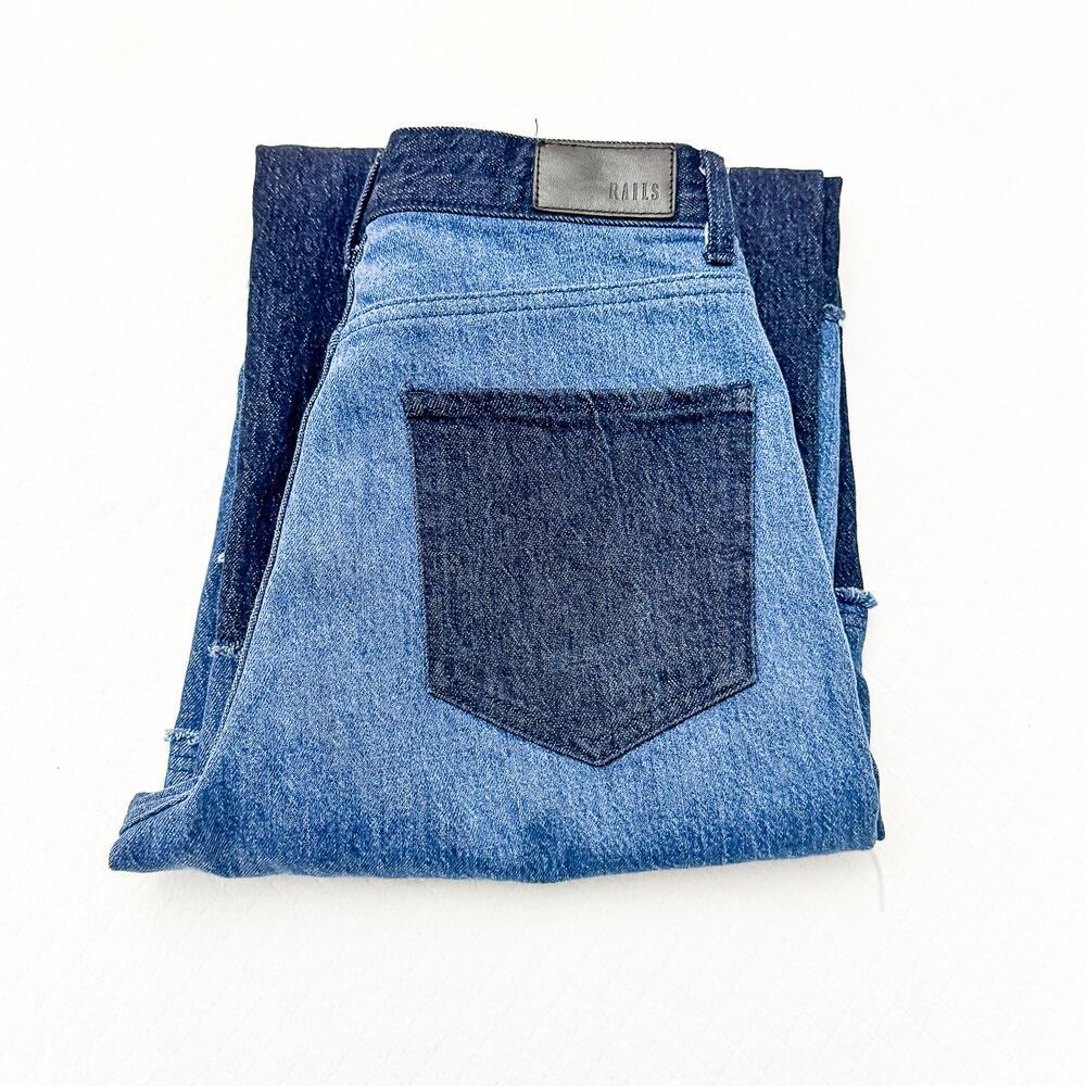 Rails The Getty Cropped High Rise Cropped Wide Leg Tonal Patchwork Jeans Size 28
